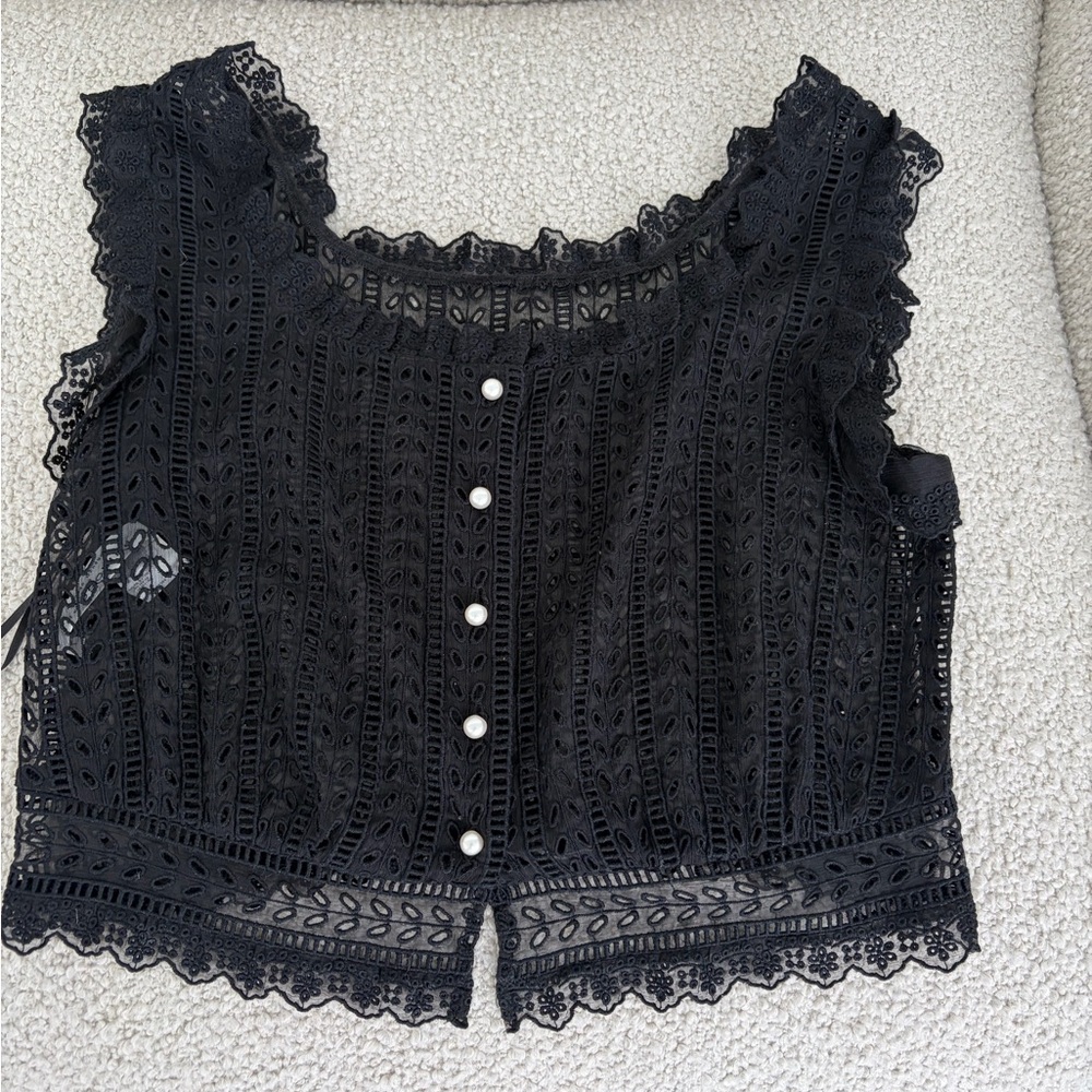 Philosophy di Lorenzo Serafini Black Eyelet Lace Skirt
